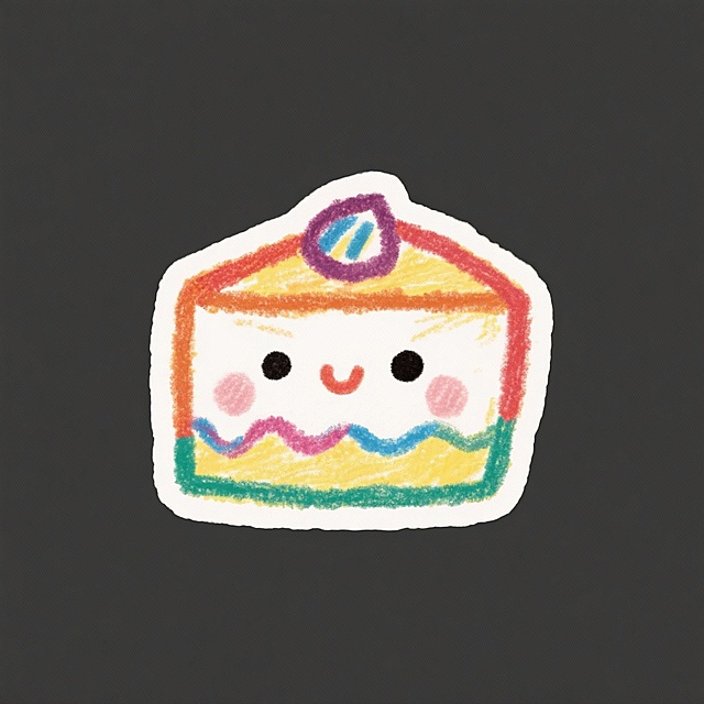 贴纸风格，手绘风格，图标，蛋糕