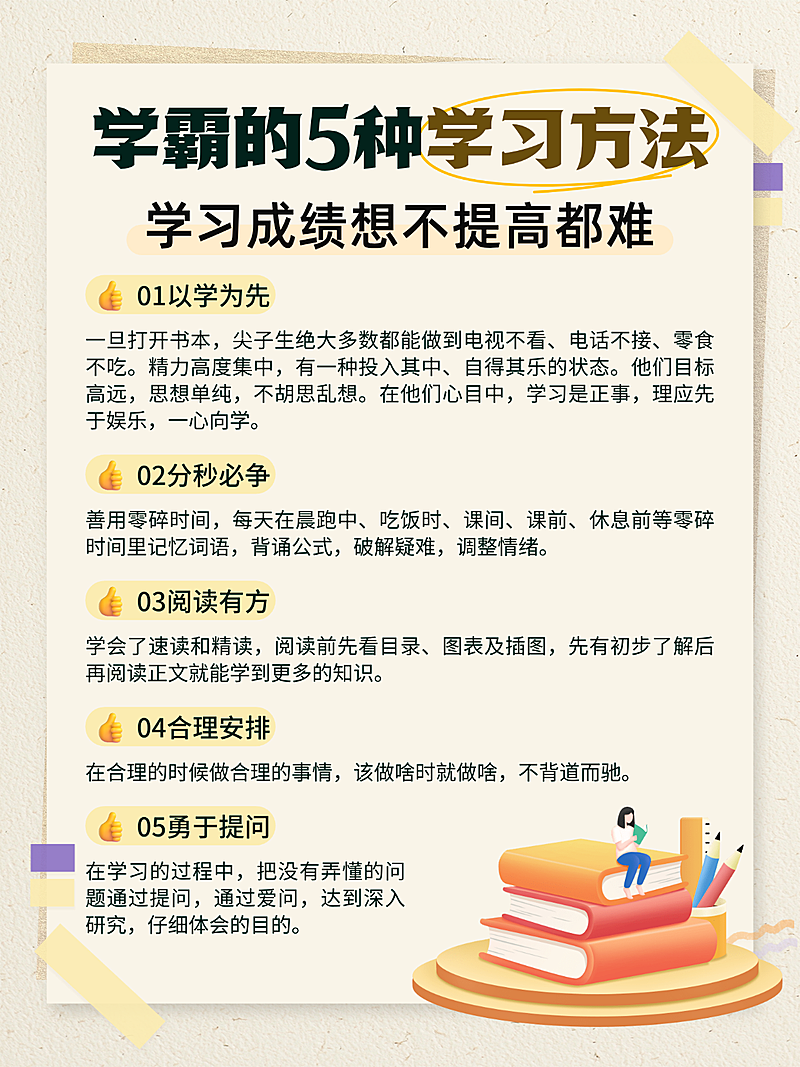 清新手绘手帐风学霸学习方法知识分享小红书配图
