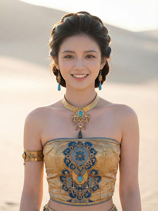 生成4k图片，让这个图片的女人笑的自然一点，露出牙齿