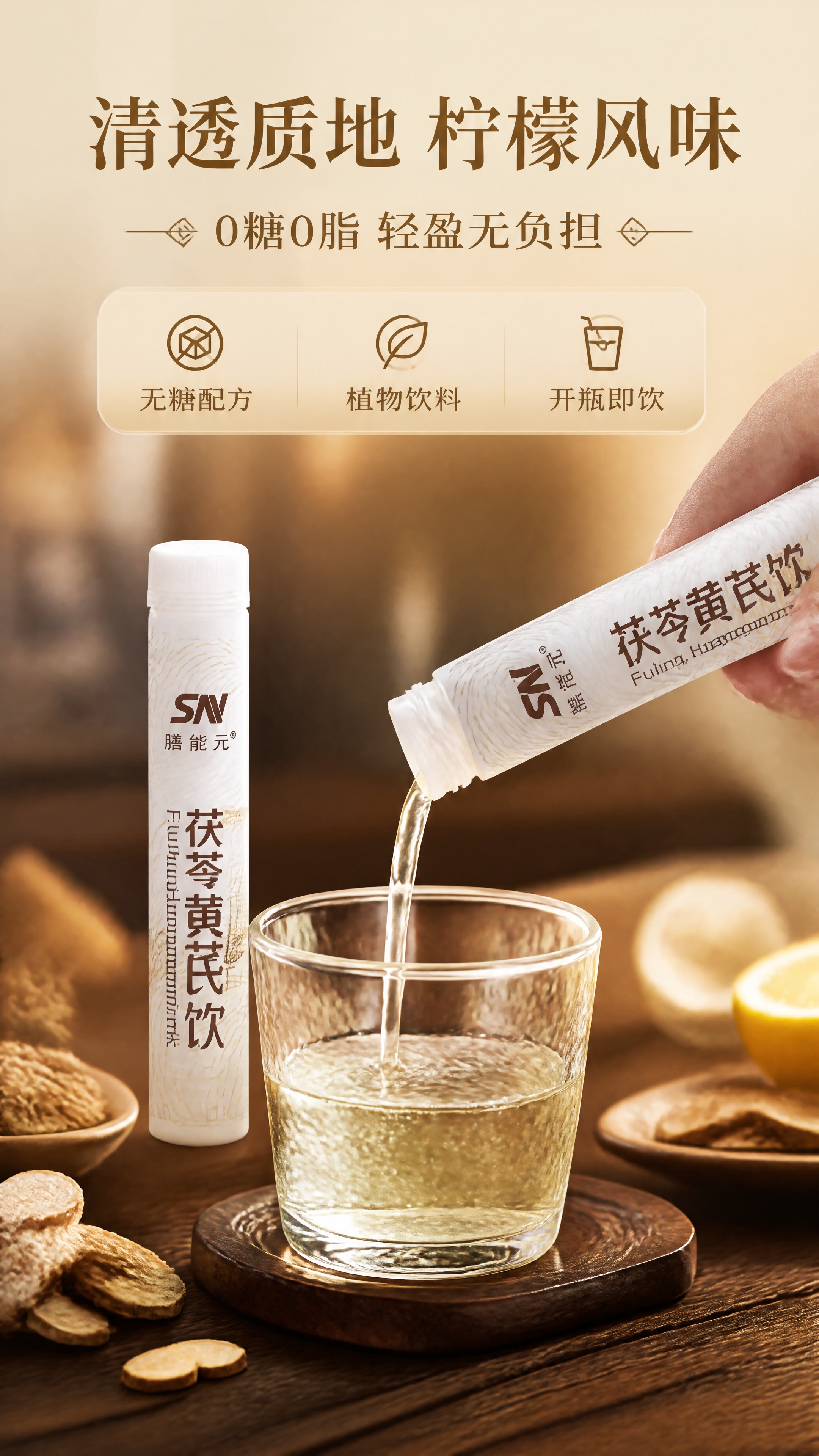 [商品] 使用【图1】中的单支茯苓黄芪饮小支装；保留白色瓶身、… - 图片创意预览