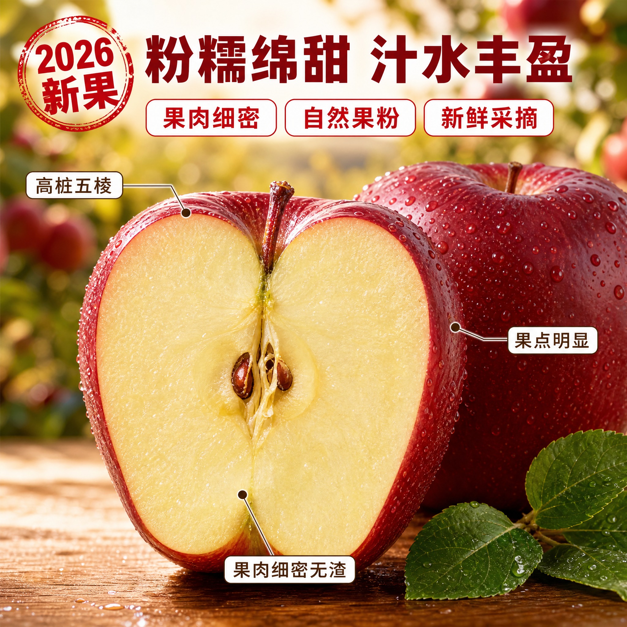 [主图-3] 京东生鲜主图，微距细节图：甘肃天水花牛苹果切开特… - 图片创意预览