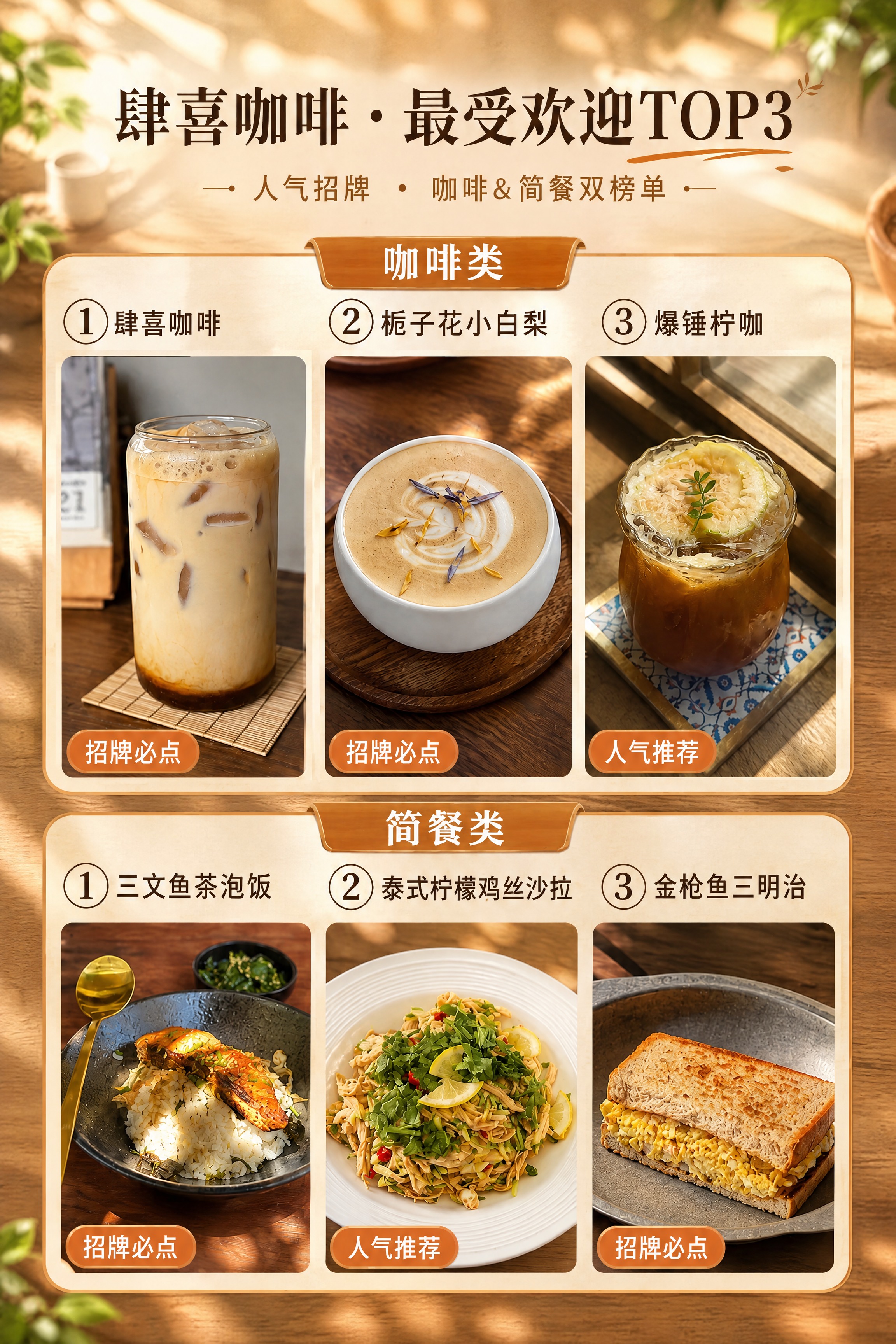 将这张咖啡简餐菜单海报调整为A4竖版尺寸（210mm×297m… - 图片创意预览