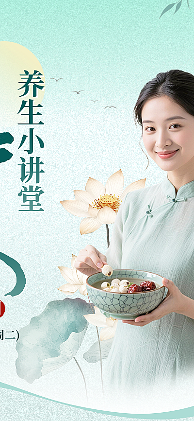 立夏节气夏季养生科普讲师课程长图海报