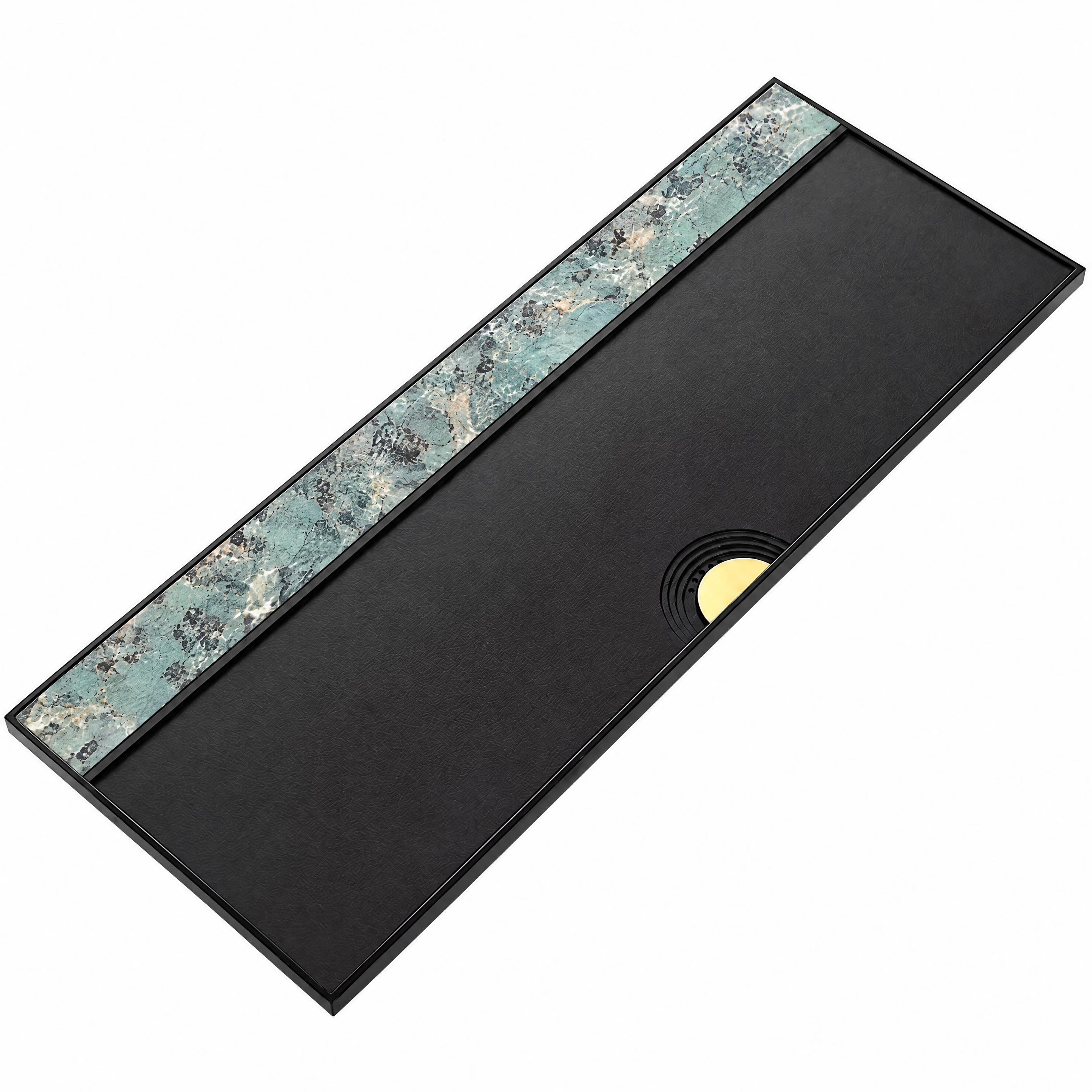 将图中左上角的蓝色岩板长条区域的颜色纹理替换为第二张参考图中绿… - 图片创意预览