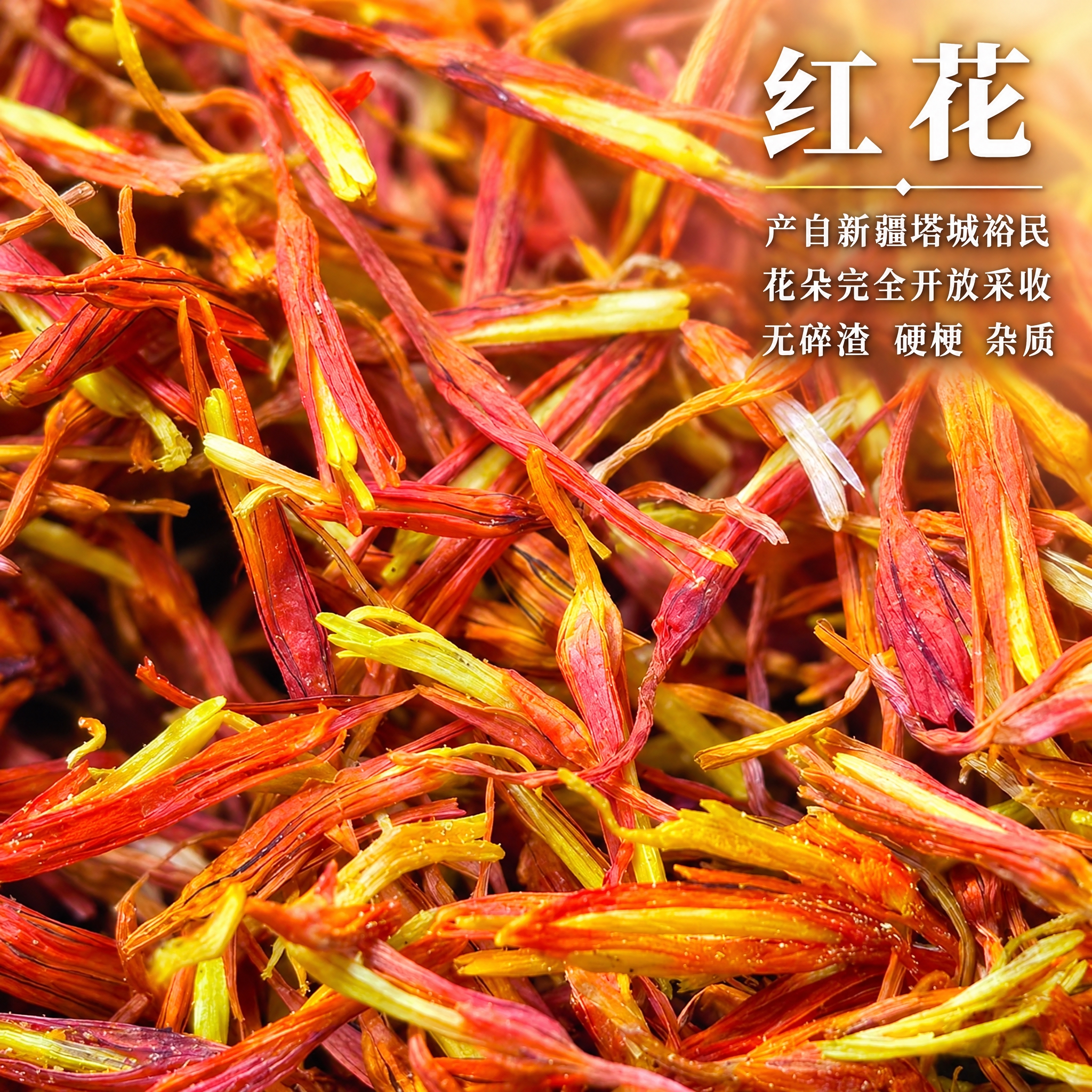 基于上传的红花素材进行主图创作，严格使用上传素材，完整保留原图… - 图片创意预览