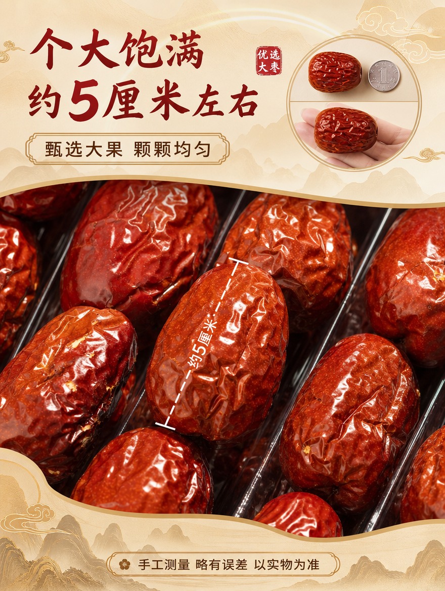[商品] 使用【图2】红枣颗粒特写图；保留每颗红枣的外形、大小… - 图片创意预览