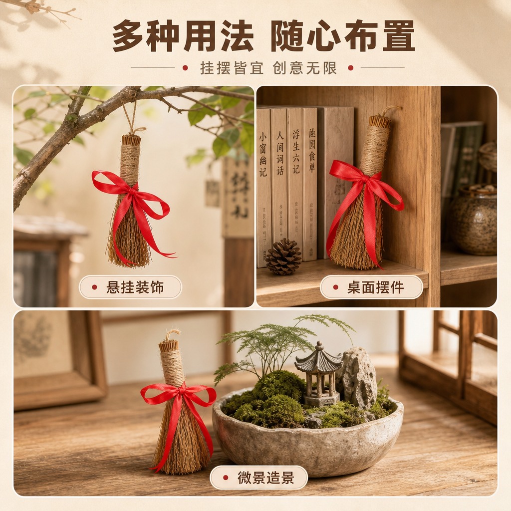 [商品] 使用【图1】【图2】稻草小毛刷捆红绳；保留稻草材质、… - 图片创意预览