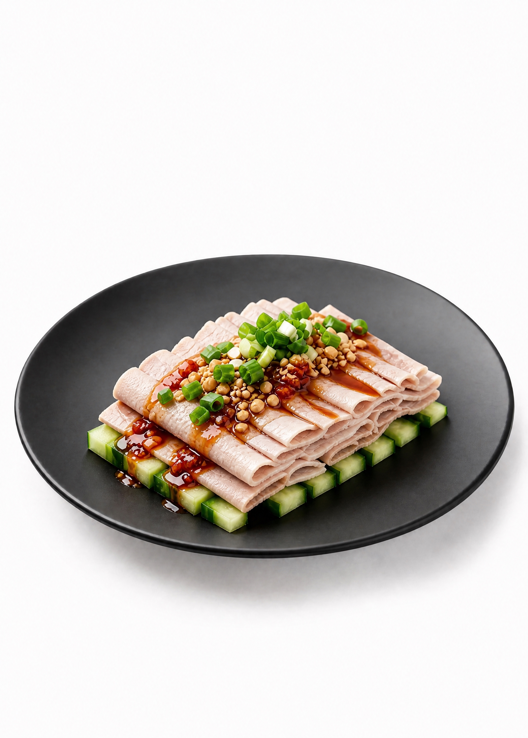将肉片摆盘造型调整为精致美观的样式，肉片整齐排列堆叠，边缘规整… - 图片创意预览