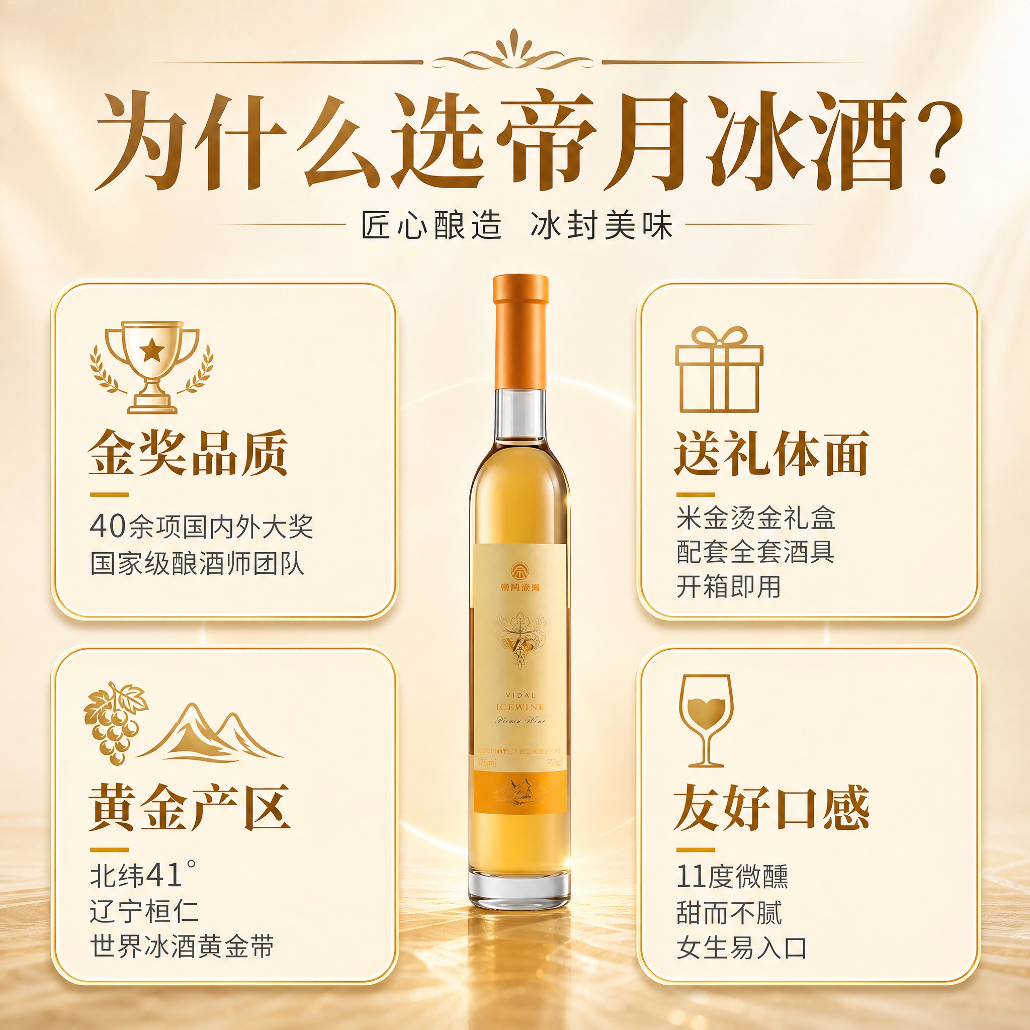 [主图-2] 核心价值卖点图，任务是快速建立帝月冰酒的价值认知… - 图片创意预览