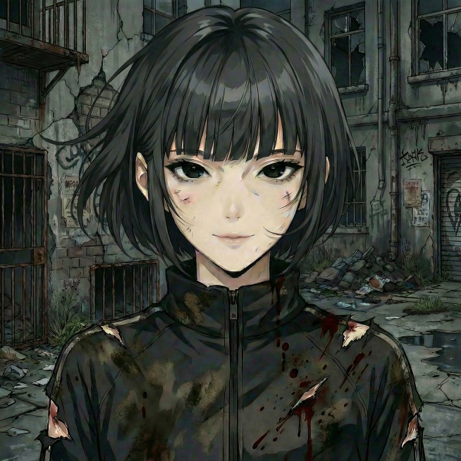 将头发恢复为黑色，所有飞扬的发丝朝向同一方向预览效果