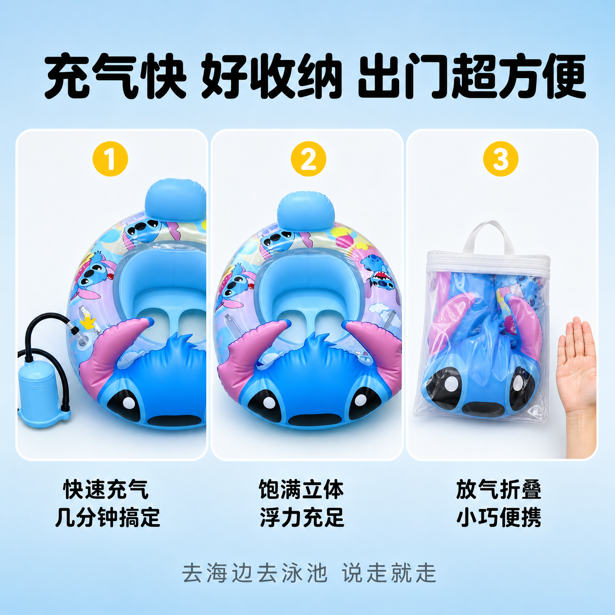 [主图-8] 充气便捷收纳方便使用说明。 [氛围风格] 实用省… - 图片创意预览