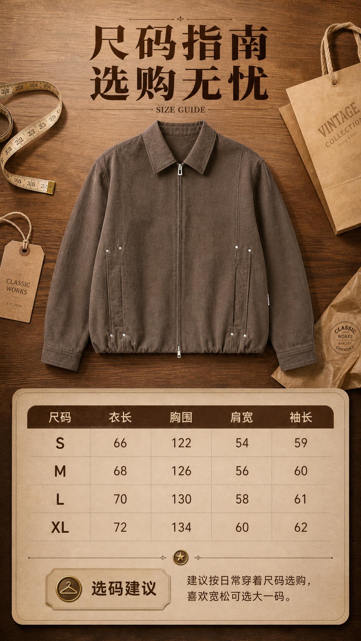 [商品] 使用【图1】棕色翻领拉链夹克；商品处理：保留翻领、双… - 图片创意预览