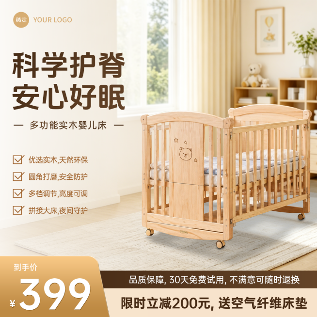 儿童家具促销活动3D线上渠道电商主图预览效果