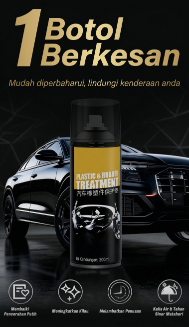 基于原图重新设计，整体极简干净、高级质感、低饱和，无杂乱元素。首图结构：产品展示+大字卖点，黑色高级汽车风，深色干净配色，马来简约高级风格，构图干净，大标题亮色加粗突出卖点，轻科技感。文字为马来语：大预览效果