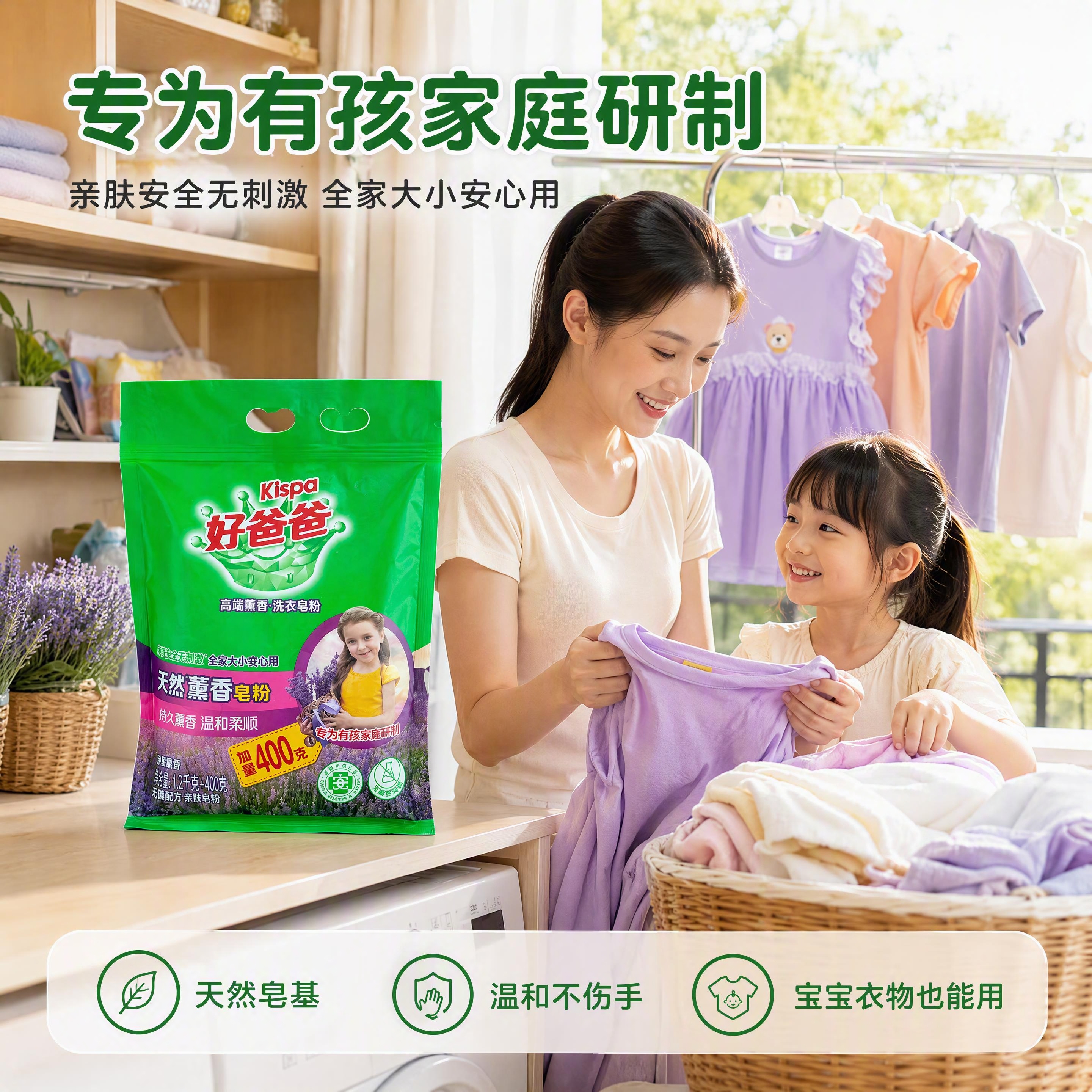 [商品] 使用【图1】好爸爸天然薰香皂粉1.6kg绿色袋装；保… - 图片创意预览