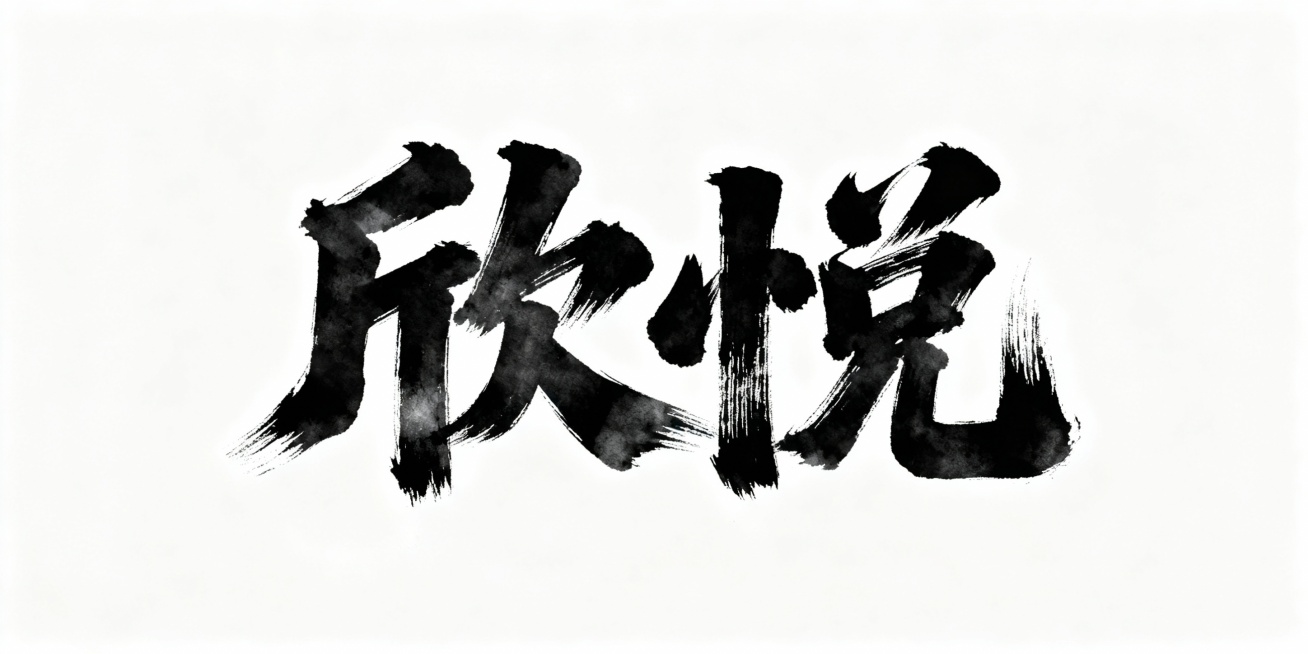 生成书法字“欣悦”。笔划粗犷奔放些。预览效果