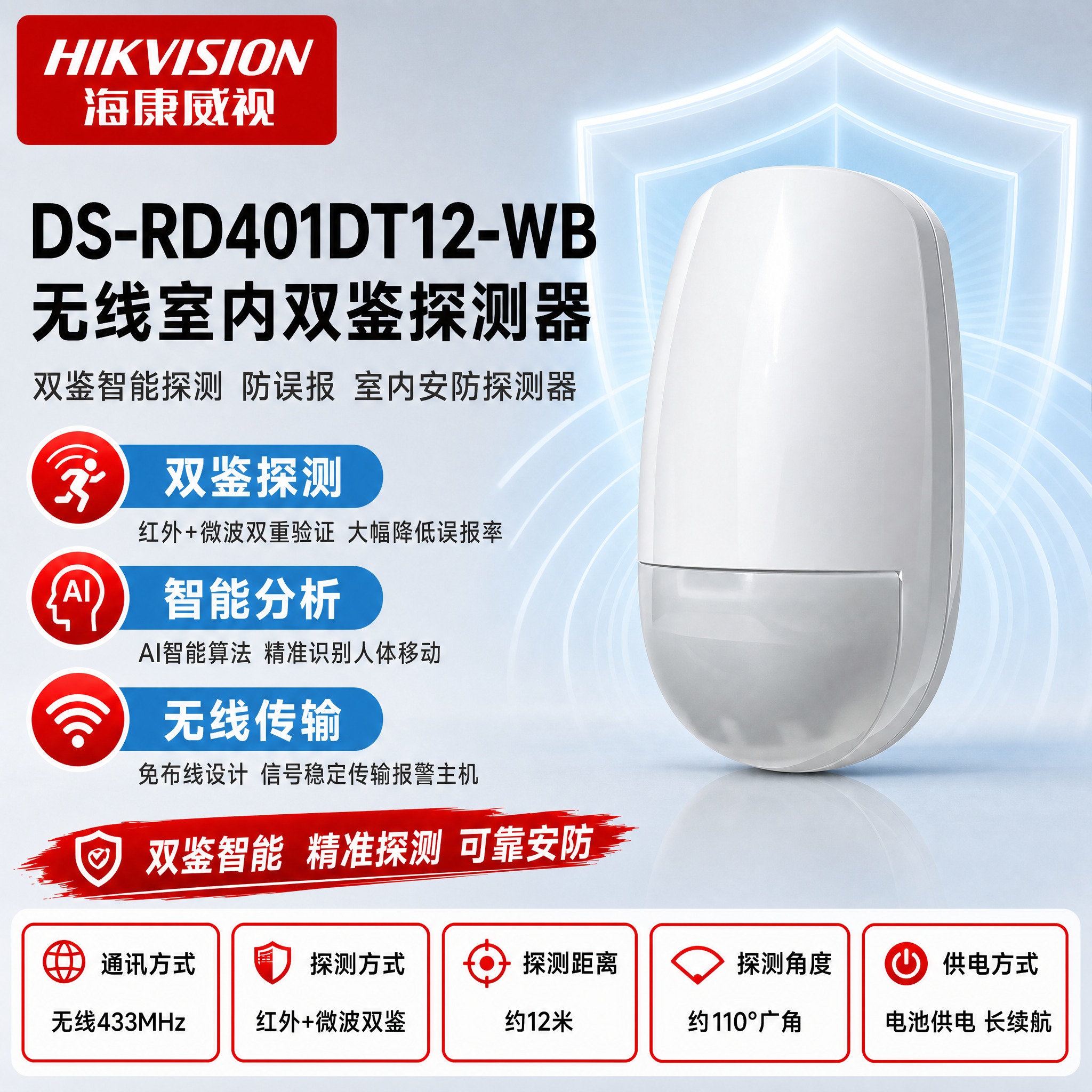 [主图-1] DS-RD401DT12-WB 无线室内双鉴探测… - 图片创意预览
