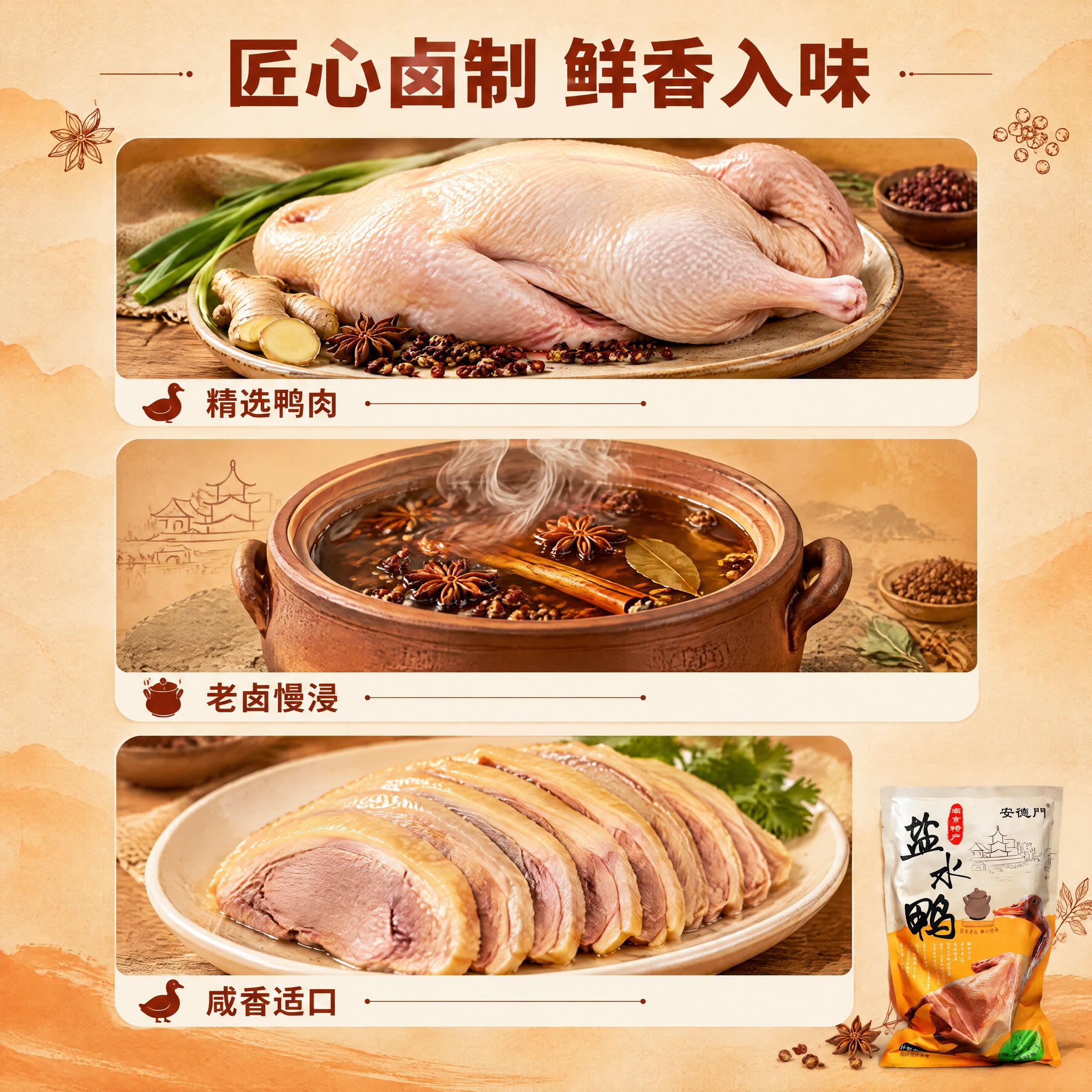[商品] 使用【图1】安德门南京盐水鸭袋装产品；保留包装袋外观… - 图片创意预览