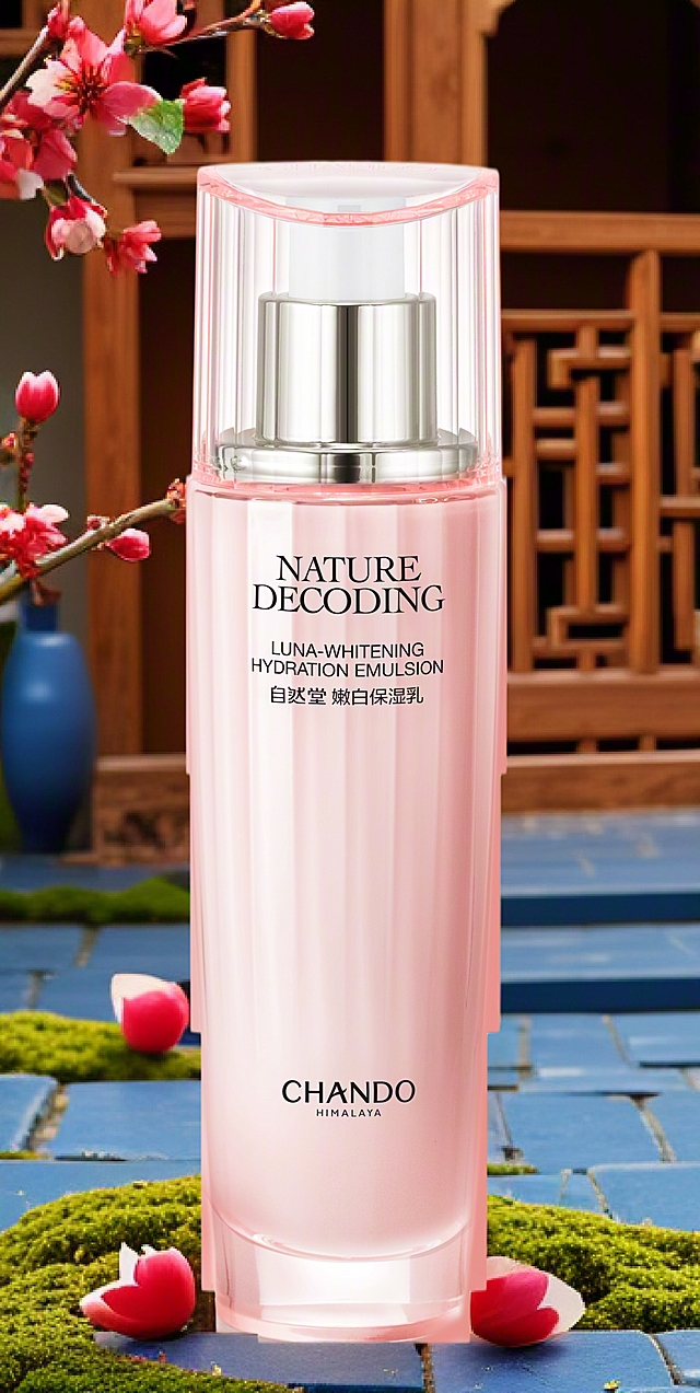 清新中式风格，柔和玻璃质感，简约轻拟物设计，国潮风美妆产品展示。