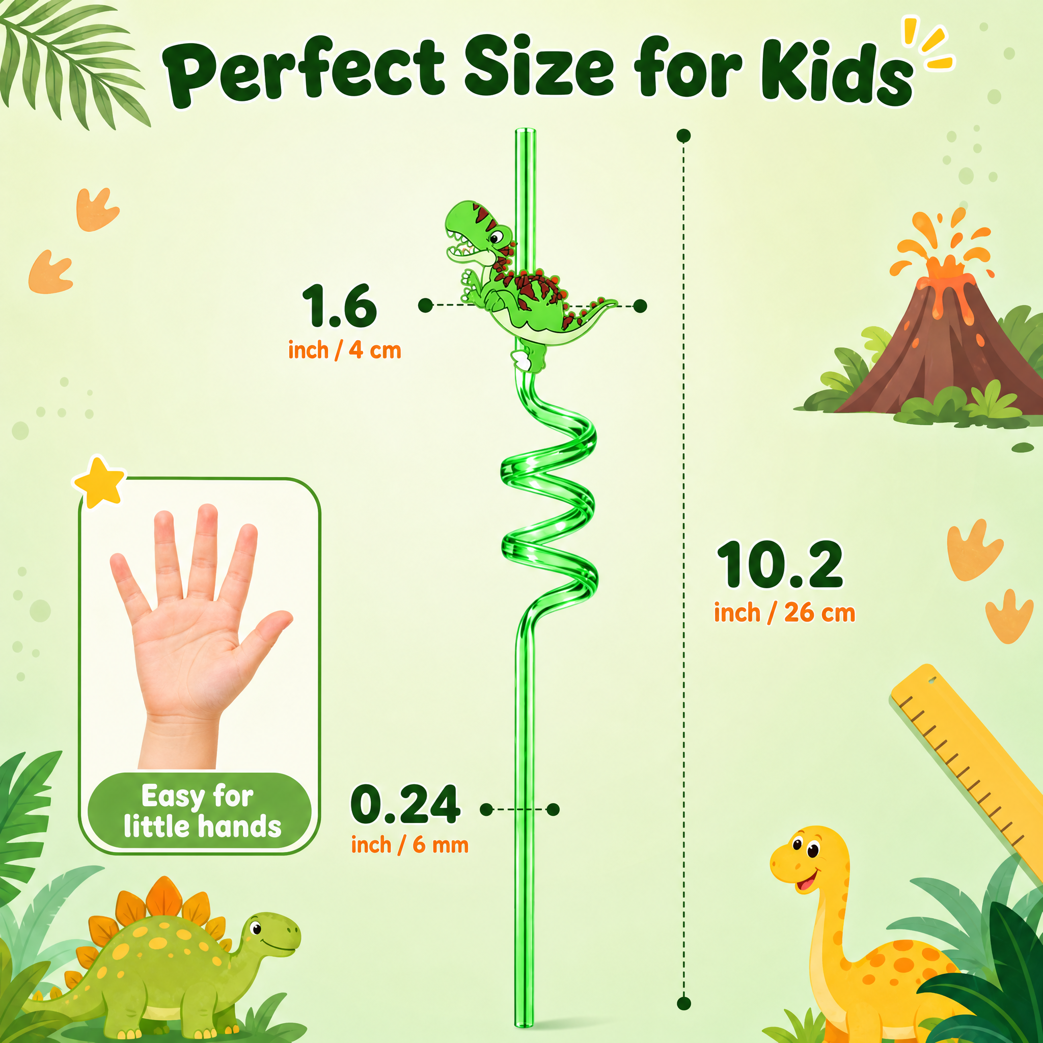 [主图-尺寸图] Dinosaur Spiral Straws… - 图片创意预览