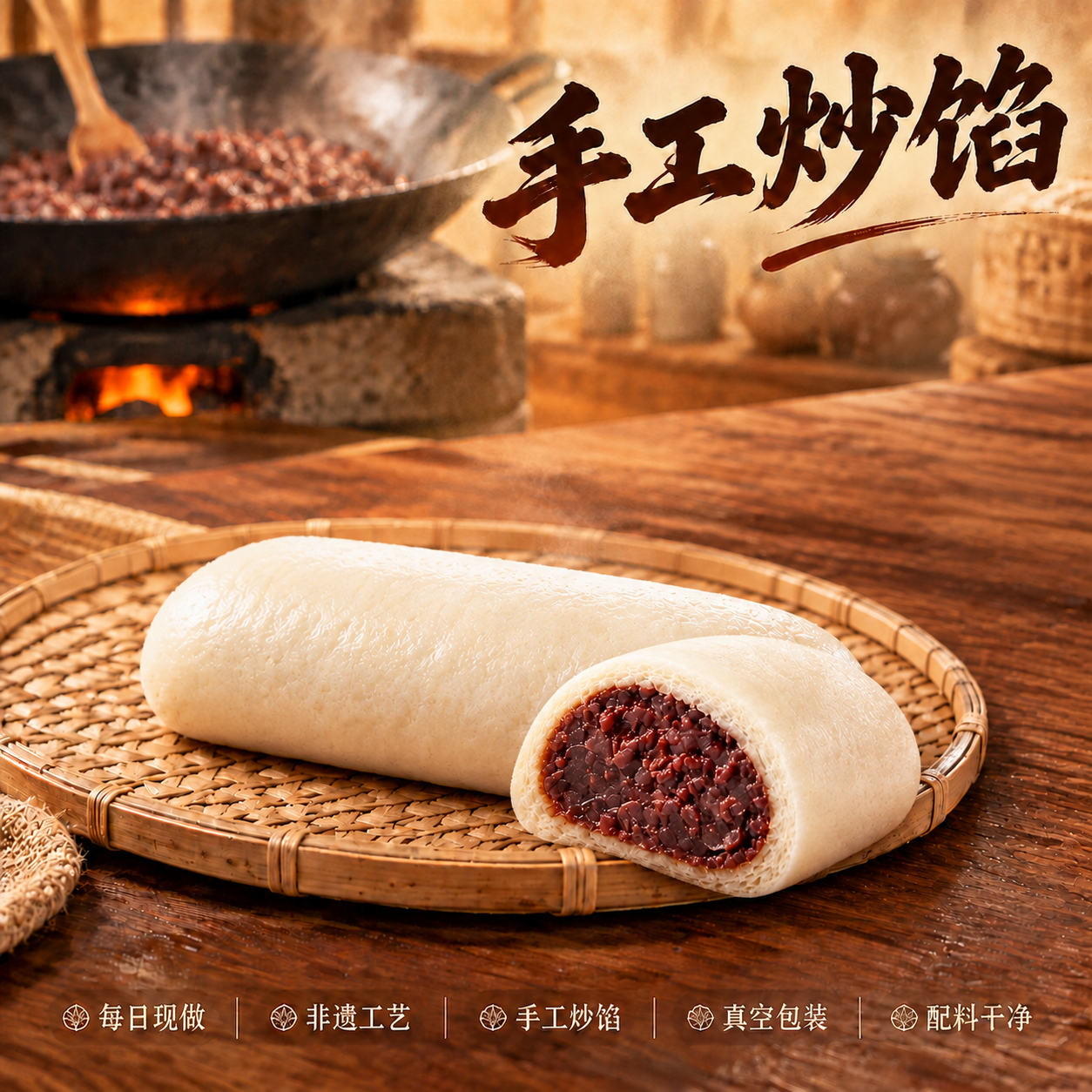 【改图-增加产品】基于输入主图（图一）做局部修改，掰开半截产品… - 图片创意预览