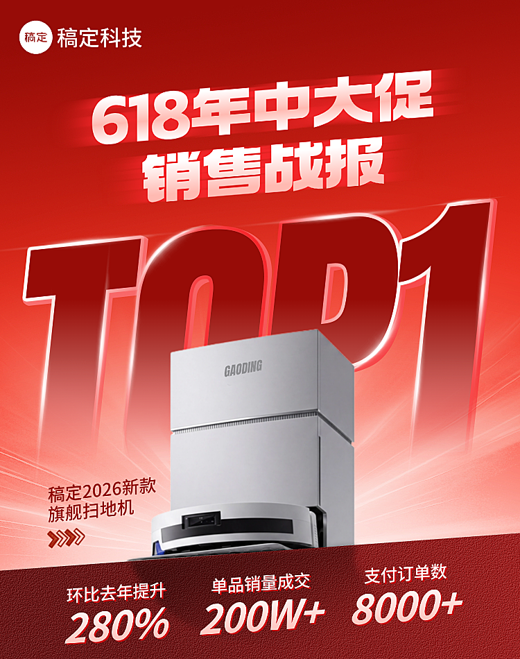 618大促洗地机产品销售喜报营销竖版海报