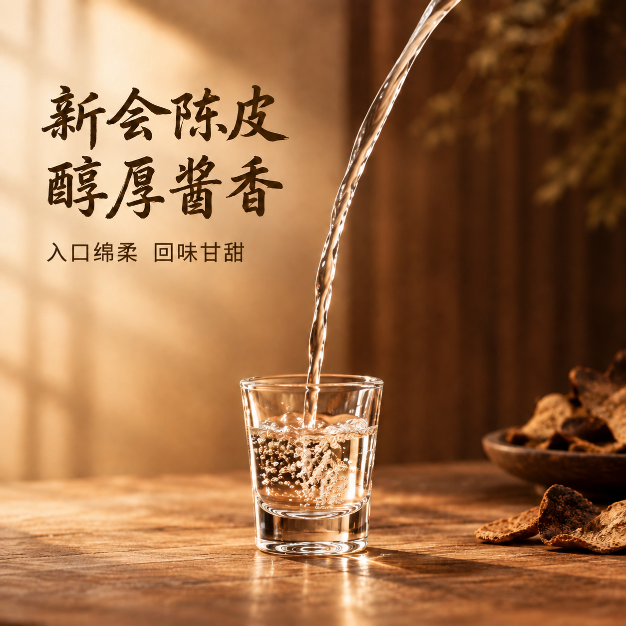 移除画面右侧的酒瓶和手持酒瓶的手，保留倒酒的酒液水柱效果，酒液… - 图片创意预览