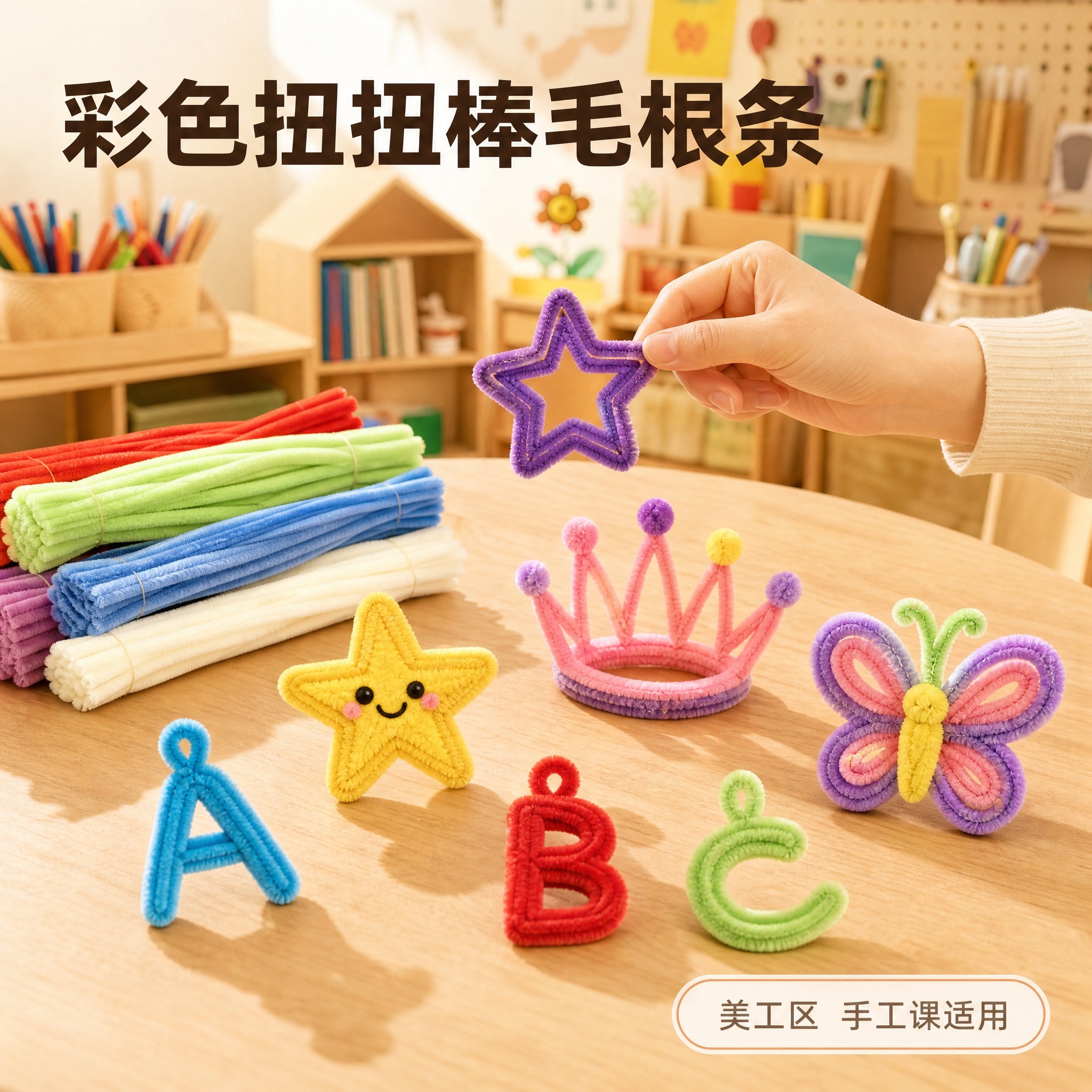 [主图-4] 商品名称：彩色扭扭棒毛根条。主题与唯一任务：使用… - 图片创意预览