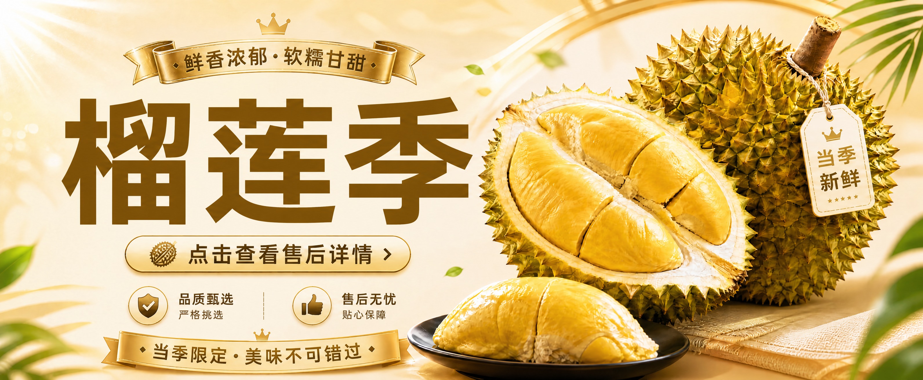 基于这张榴莲季横幅海报，将"榴莲季"三个大字的字体样式修改回原… - 图片创意预览