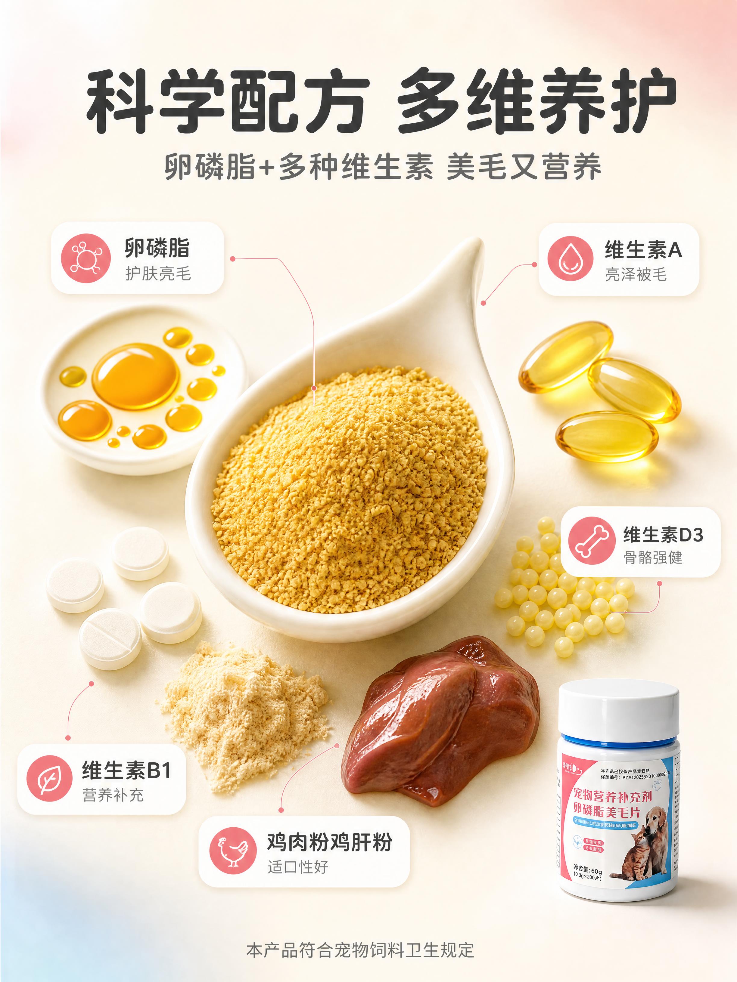 [商品] 使用【图3】尊养仕宠物卵磷脂美毛片瓶身正面图作为右下… - 图片创意预览