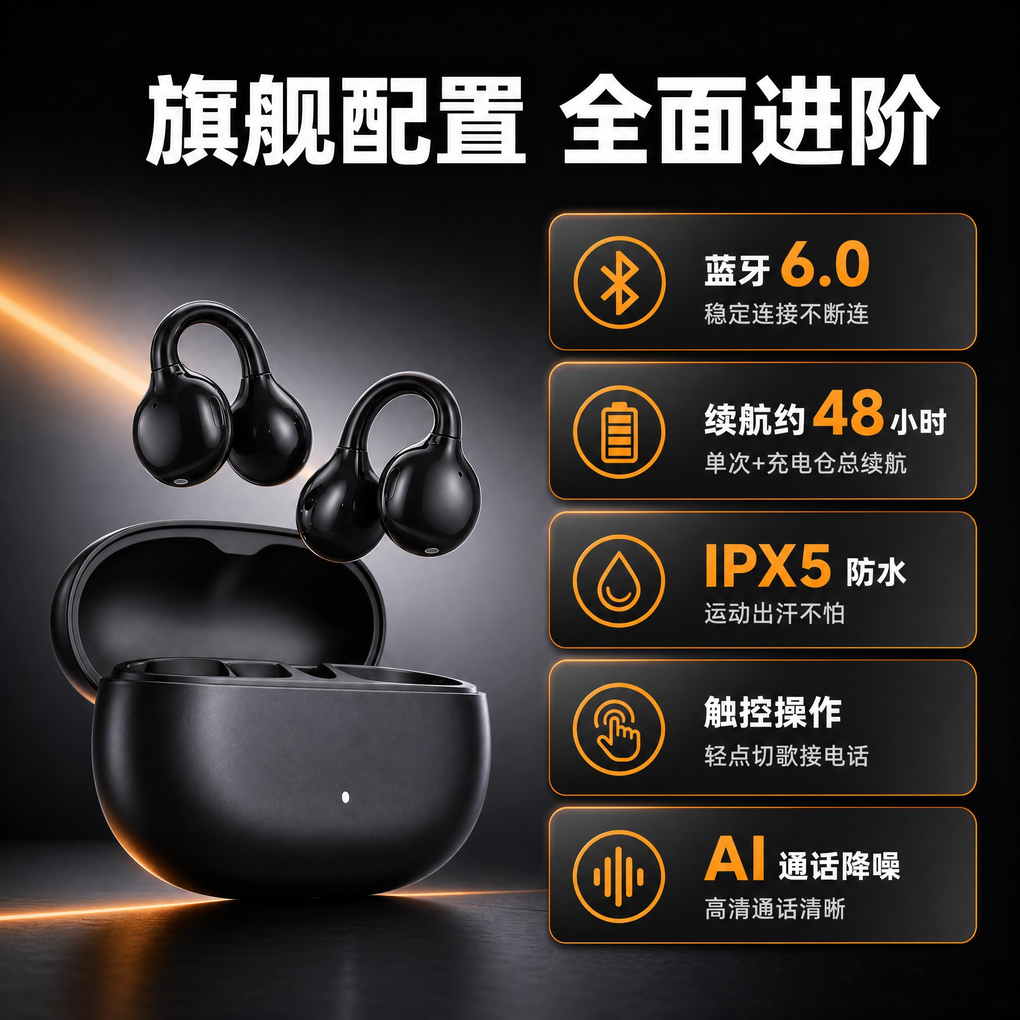 [主图-5] LKP蓝牙耳夹式耳机 核心参数规格总览图 购买决… - 图片创意预览