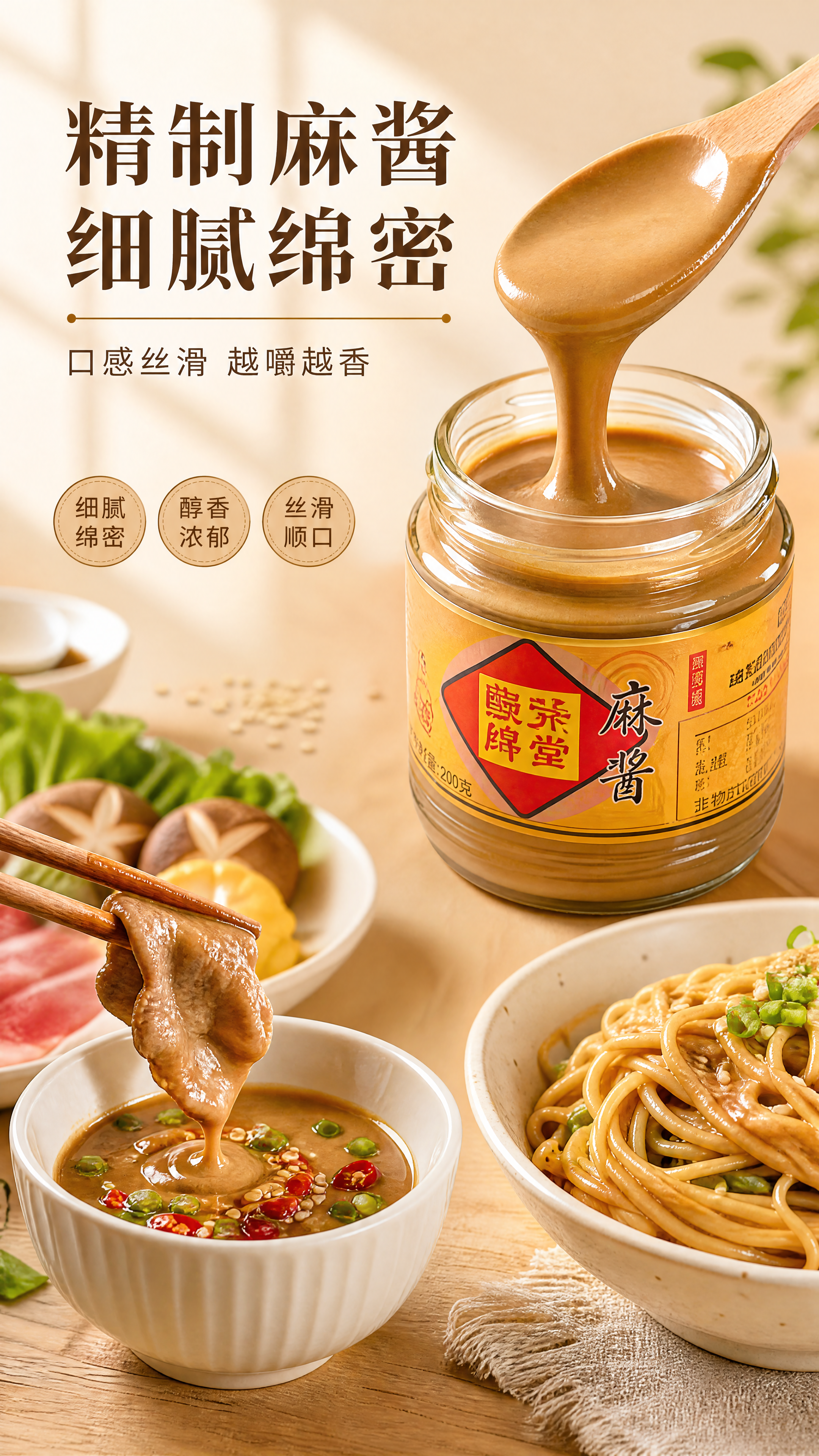 [商品] 使用【图1】中的精制麻酱罐；保留罐身"张学堂"Log… - 图片创意预览