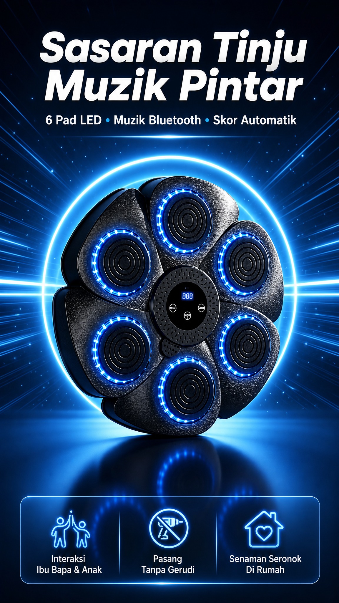 [商品] 使用【图1】智能音乐拳击靶，保留6个花瓣形靶位、中心… - 图片创意预览