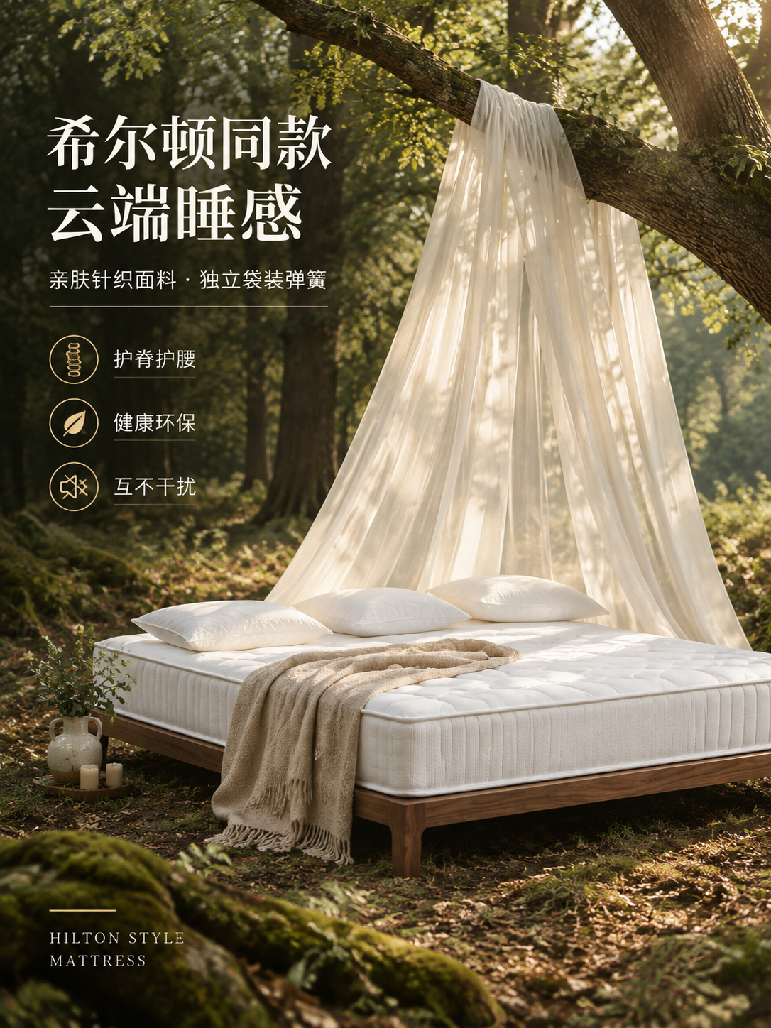 [商品] 使用【图2】【图4】白色方格绗缝床垫；商品处理：保留… - 图片创意预览