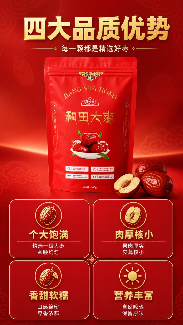 [商品] 使用【图1】【图3】疆沙红和田大枣产品及红枣实物；保… - 图片创意预览
