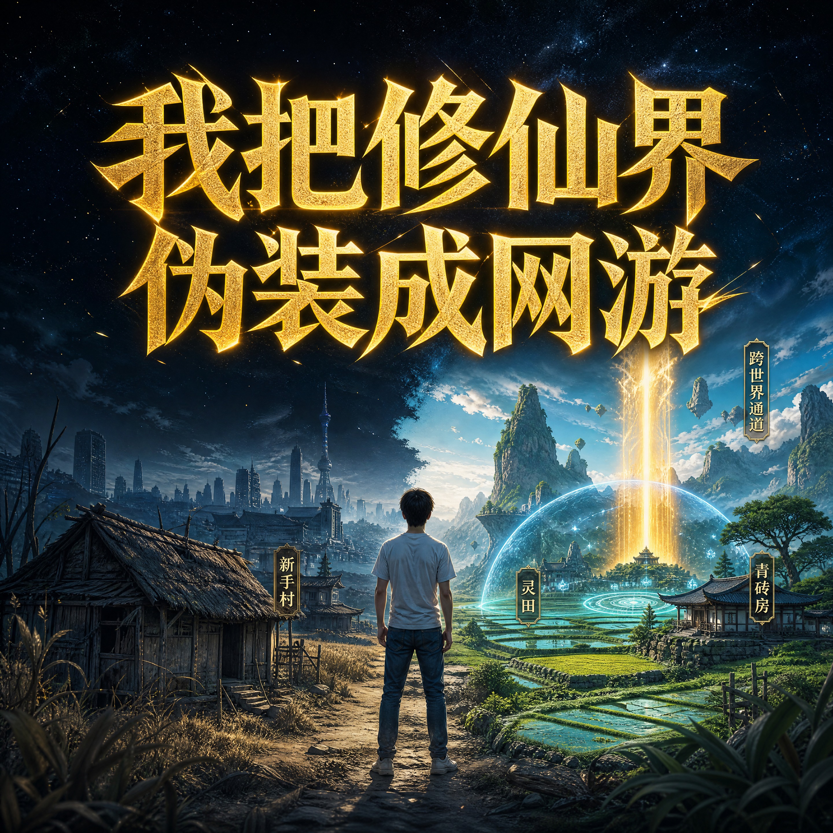 1:1方形有声书封面，上半部分为深色星空背景，金色大字书名"我… - 图片创意预览