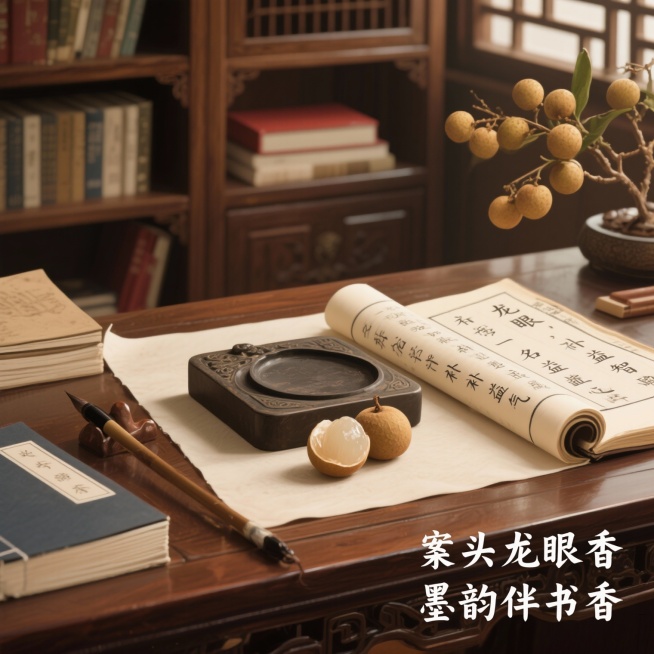 我是一名设计师，现在要做一张关于“龙眼”主题的海报，要求:以古风为主，色彩鲜艳，要有故事感，帮我生成文案内容、风格、构图，生成5组方案预览效果