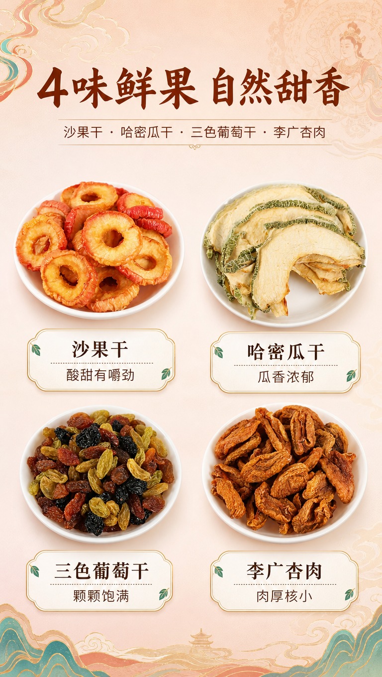 [商品] 使用【图7】沙果干、【图8】哈密瓜干、【图9】三色葡… - 图片创意预览