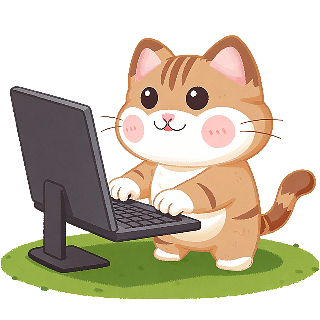 生成一只玩电脑的猫咪