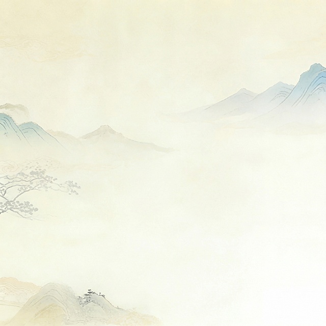 基于原图，移除红框里的卡片内容，将红框区域填充为和原背景相同风格的浅米黄色淡色国风水墨山水背景，保留原来的远山纹理和纸张质感，保持整体风格统一，和原图背景一致