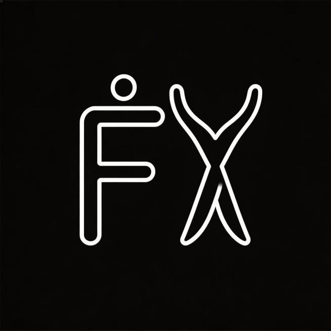女装淘宝店logo，纯黑色底色，白色字母FY创意设计，字母F为男士抽象造型，字母Y为女士抽象造型，设计感简约大气，线条流畅，风格更灵动柔美，符合女装店铺调性预览效果