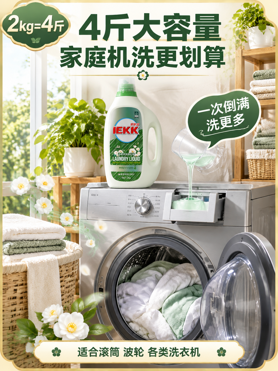 [主图-4] 真实使用场景图，展示机洗使用场景与4斤大容量家庭… - 图片创意预览