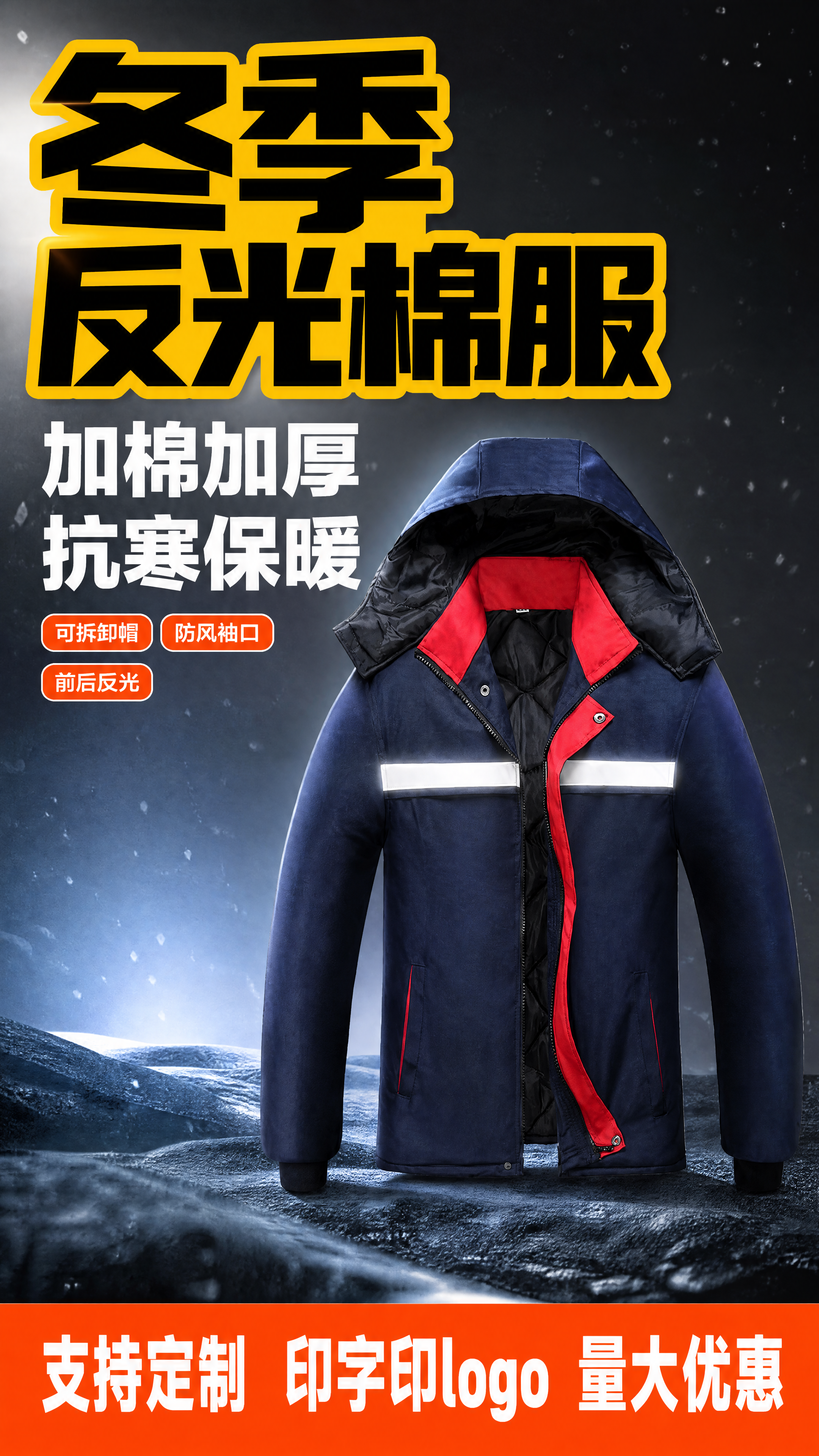[第1张] 冬季带反光棉服详情页头图主视觉。本张使用【图2】作… - 图片创意预览