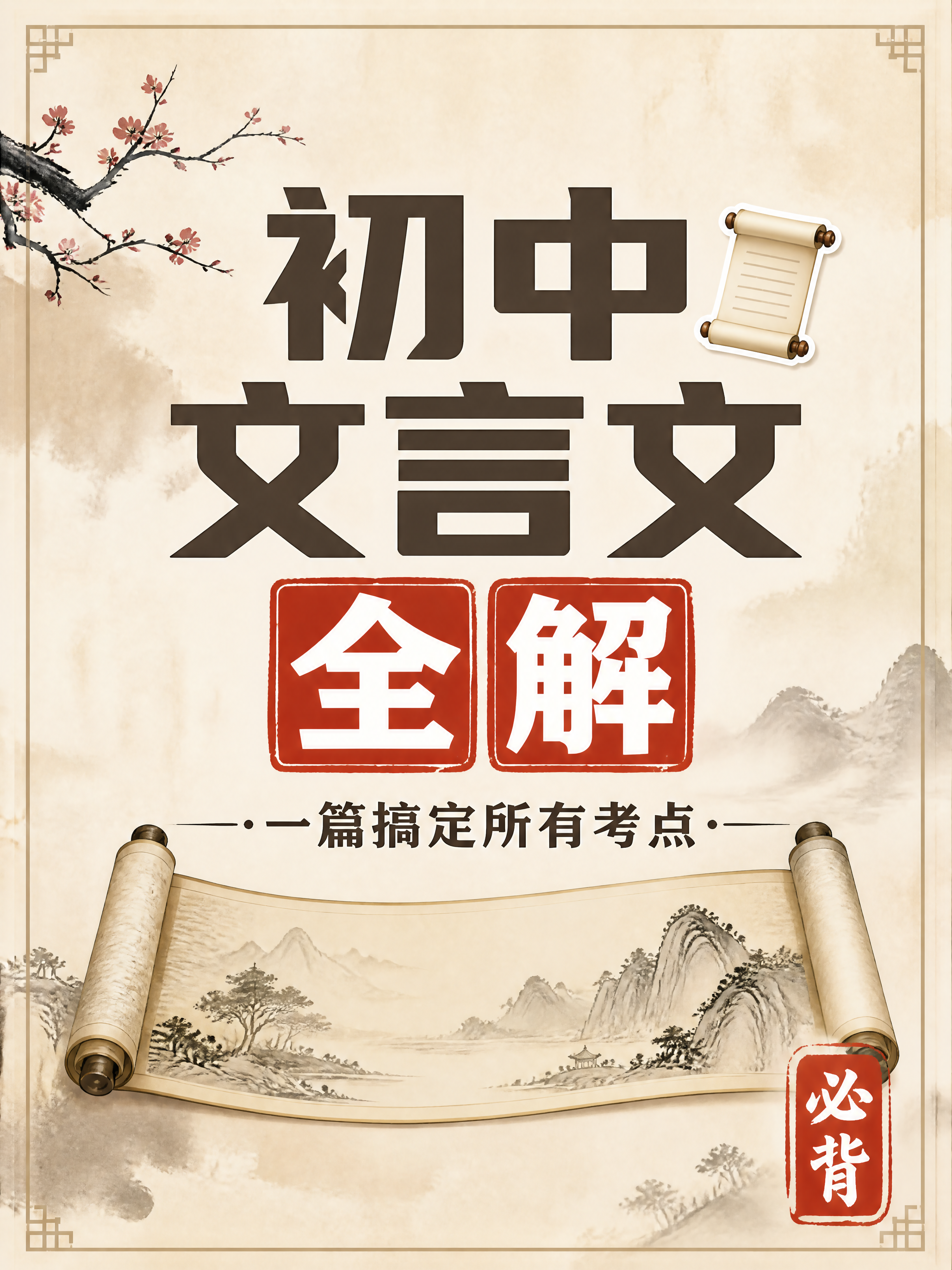 小红书笔记大字封面，插图大字，古风书卷感，版式精美，小红书笔记… - 图片创意预览