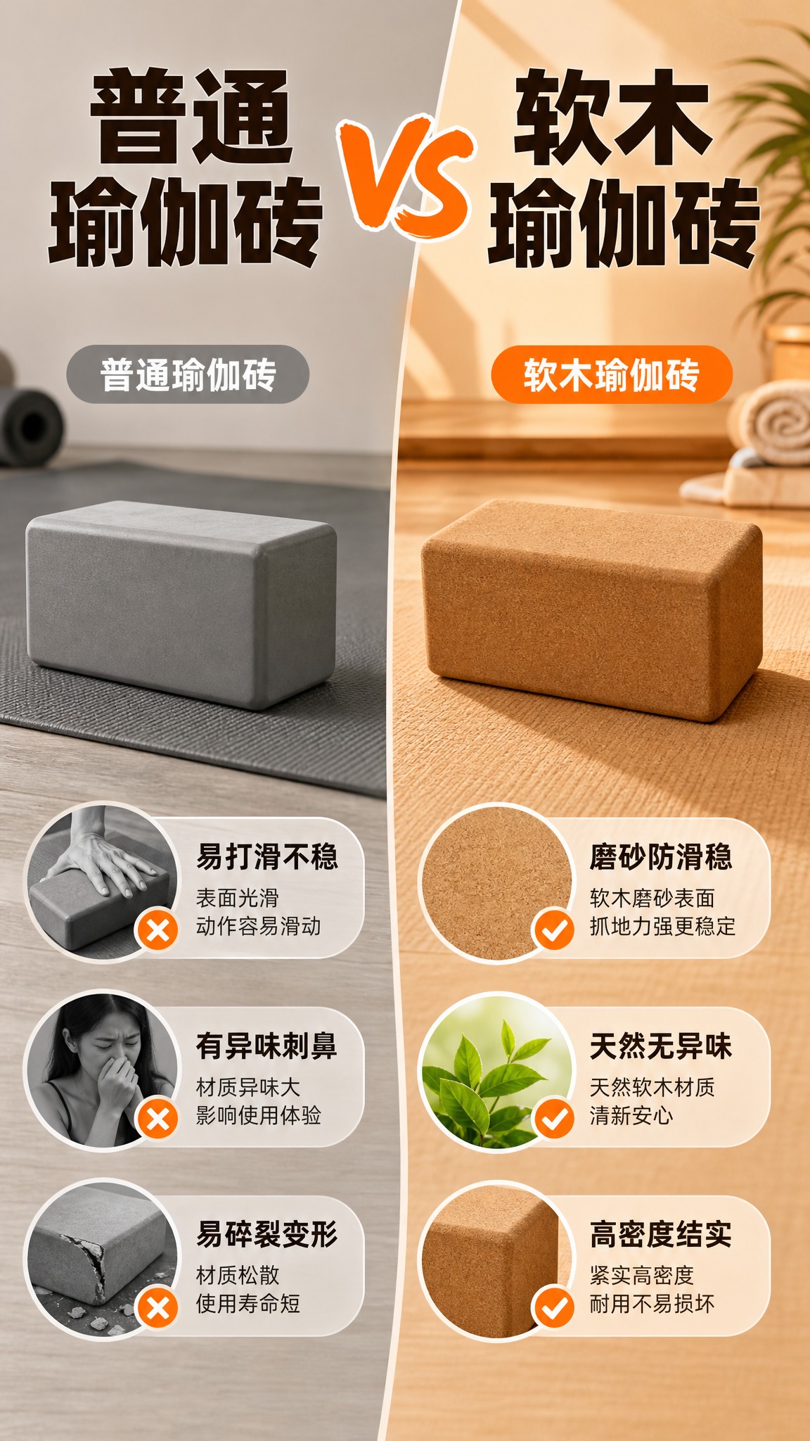 [商品] 使用【图1】天然软木瑜伽砖；保留长方体造型、圆角边缘… - 图片创意预览