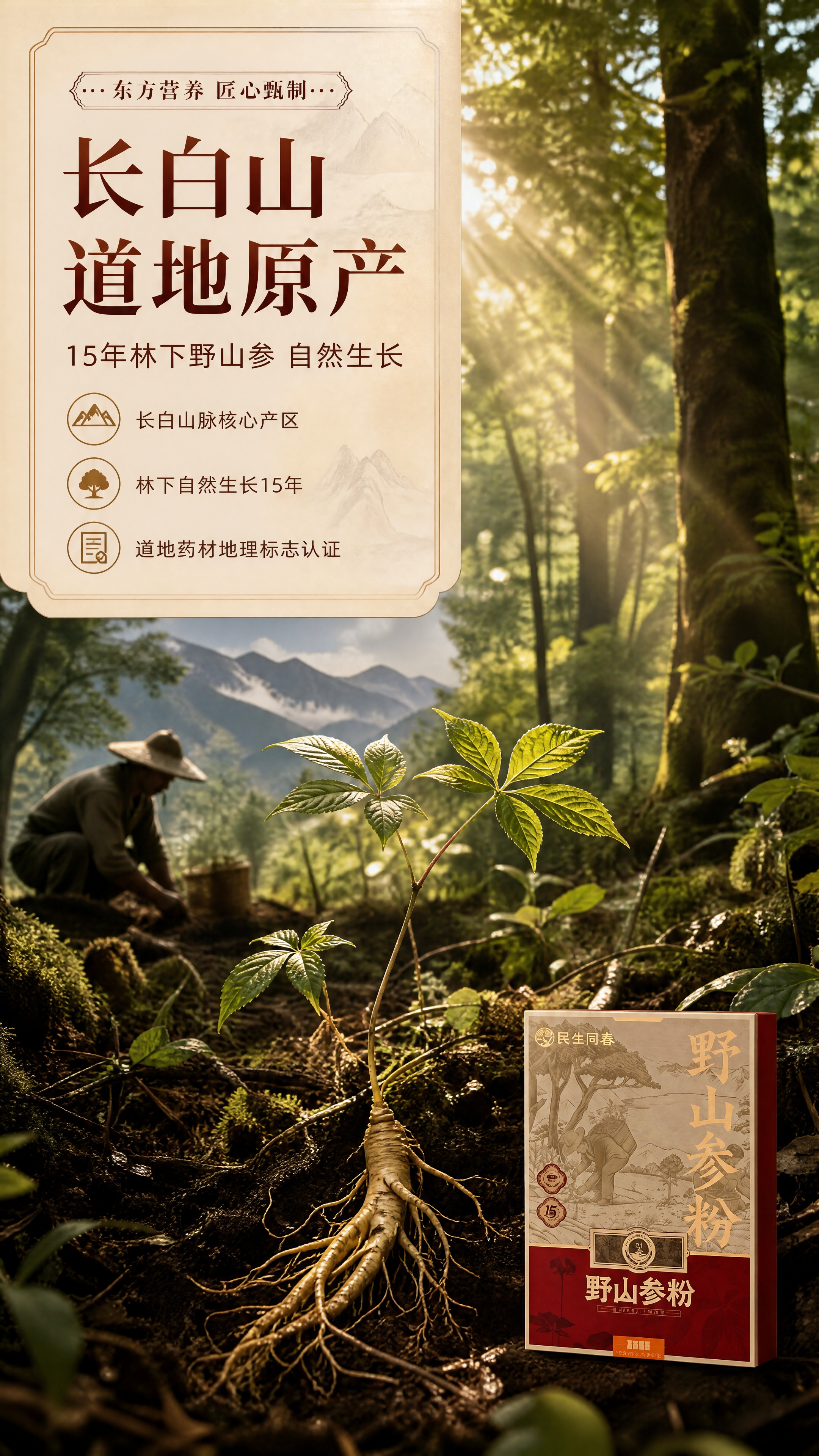 [商品] 使用【图1】民生同春野山参粉礼盒；保留礼盒外观、颜色… - 图片创意预览