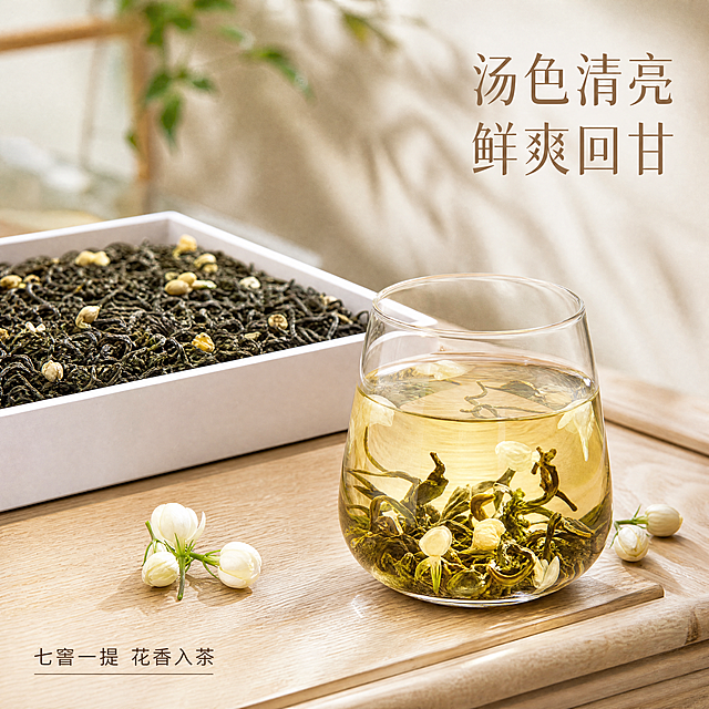 「图片1」，生成一套主图（5张），商品名称是加花茉莉飘雪，卖点是横县茉莉花茶 ，适配抖音平台，主图比例为1:1