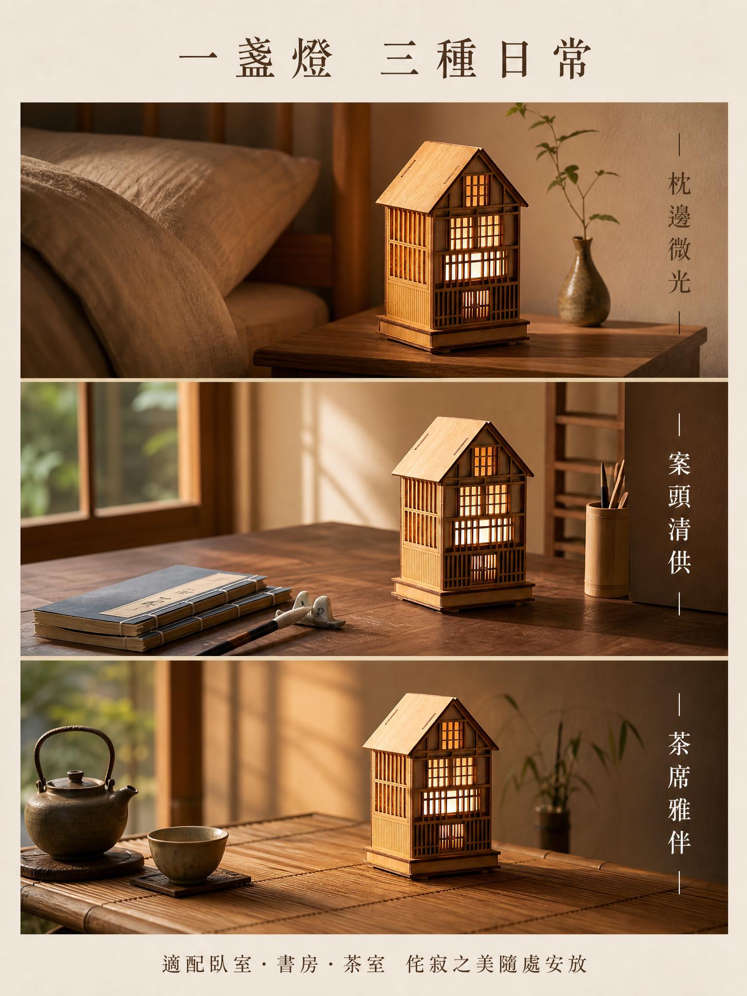 [第2张] 详情页场景种草-合掌造小夜灯多场景拼图。本张使用【… - 图片创意预览