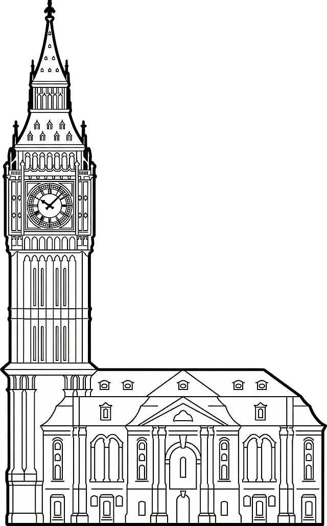 保持画面风格不改变，高楼改为英国大笨钟