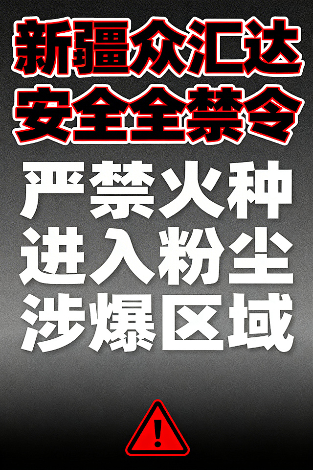 严禁酒后上岗严禁设备未断电进行保养作业严禁未开票进行动火作业严禁未开票进行有限空间作业严禁未设置防护措施接近运转设备严禁未验电进行涉电作业作业严禁未佩戴安全带进行高处作业严禁火种进入粉尘涉爆区域严禁“三违”作业严禁未三级安全教育培训考试合格上岗一共十个内容，每个内容一个海报，顶头的标题为新疆众汇达安全禁令，然后进行内容创作新疆众汇达安全禁令这几个字要求在每一张海报中订头出现并且不和其它内容放在一起，只作为大标题使用，每一张海报中新疆众汇达安全禁令这几个字字体格式要求统一，比如第一张和第二张中这一段文字字体格式要一样
